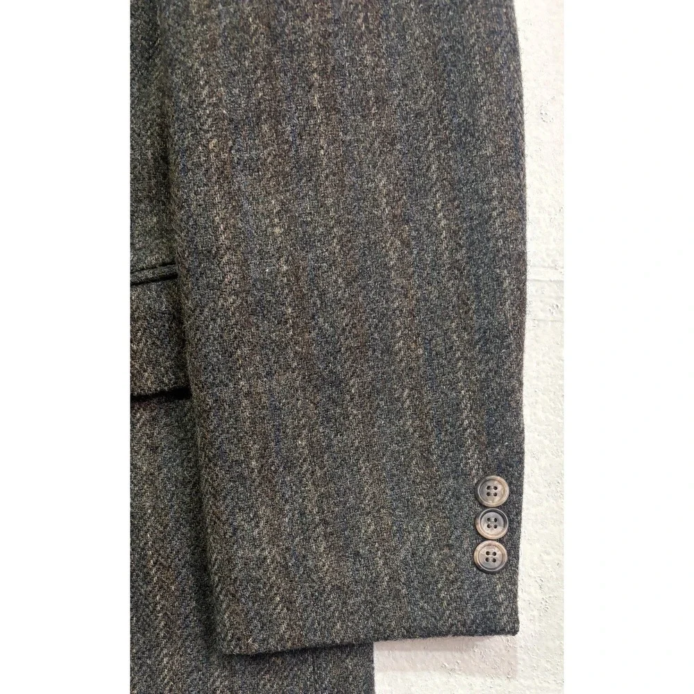 Haggar‎ 42R Vintage 90s tweed blazer jacket gray brown stripe 100% Wool classic